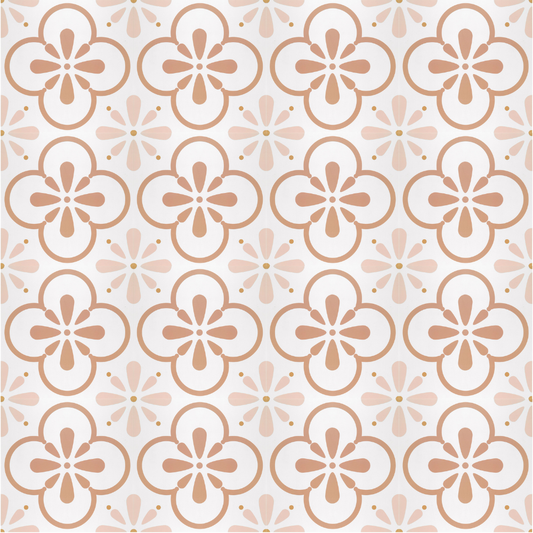 Vinyl Floor Stick on Tile - Pink Flower