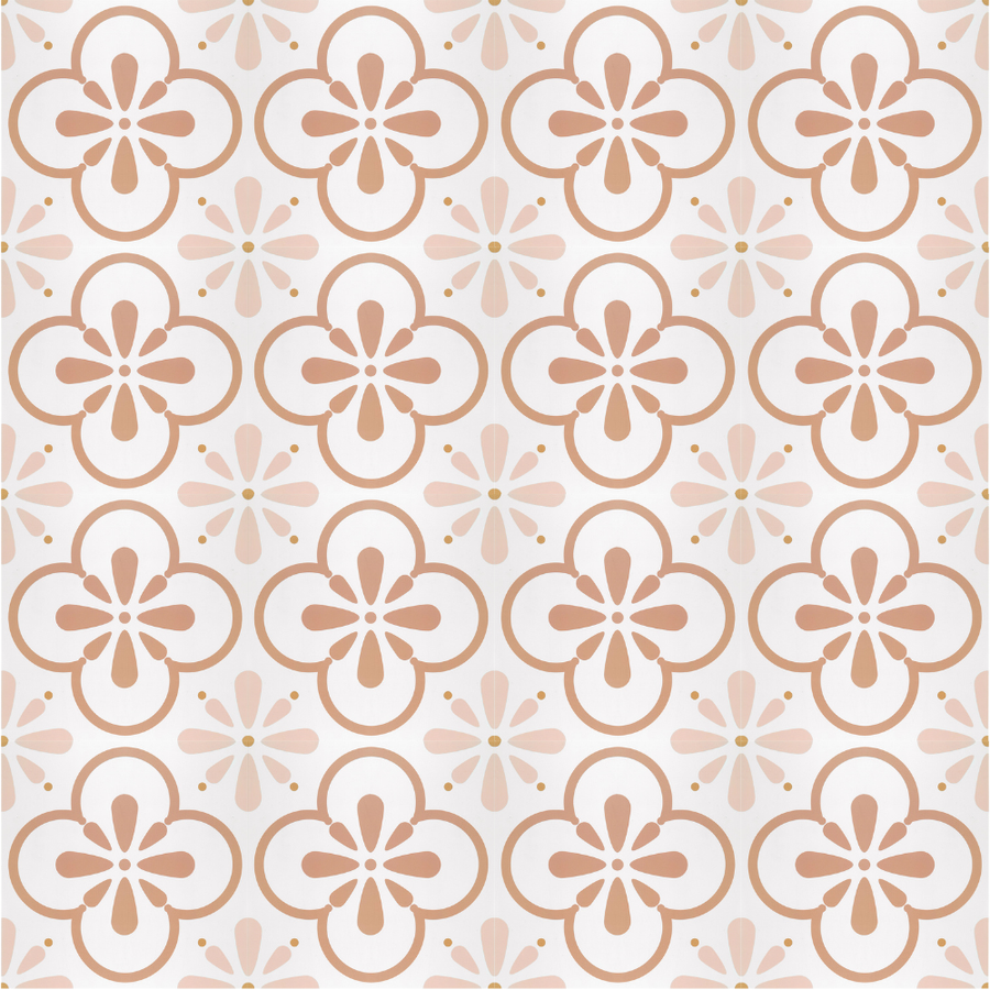 Vinyl Floor Stick on Tile - Pink Flower