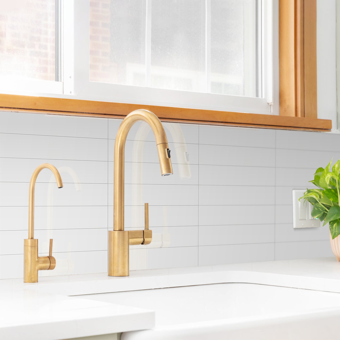 Long Subway Stick on Composite Tile - Gloss White