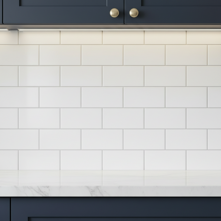 peel and stick white subway composite tile sheet