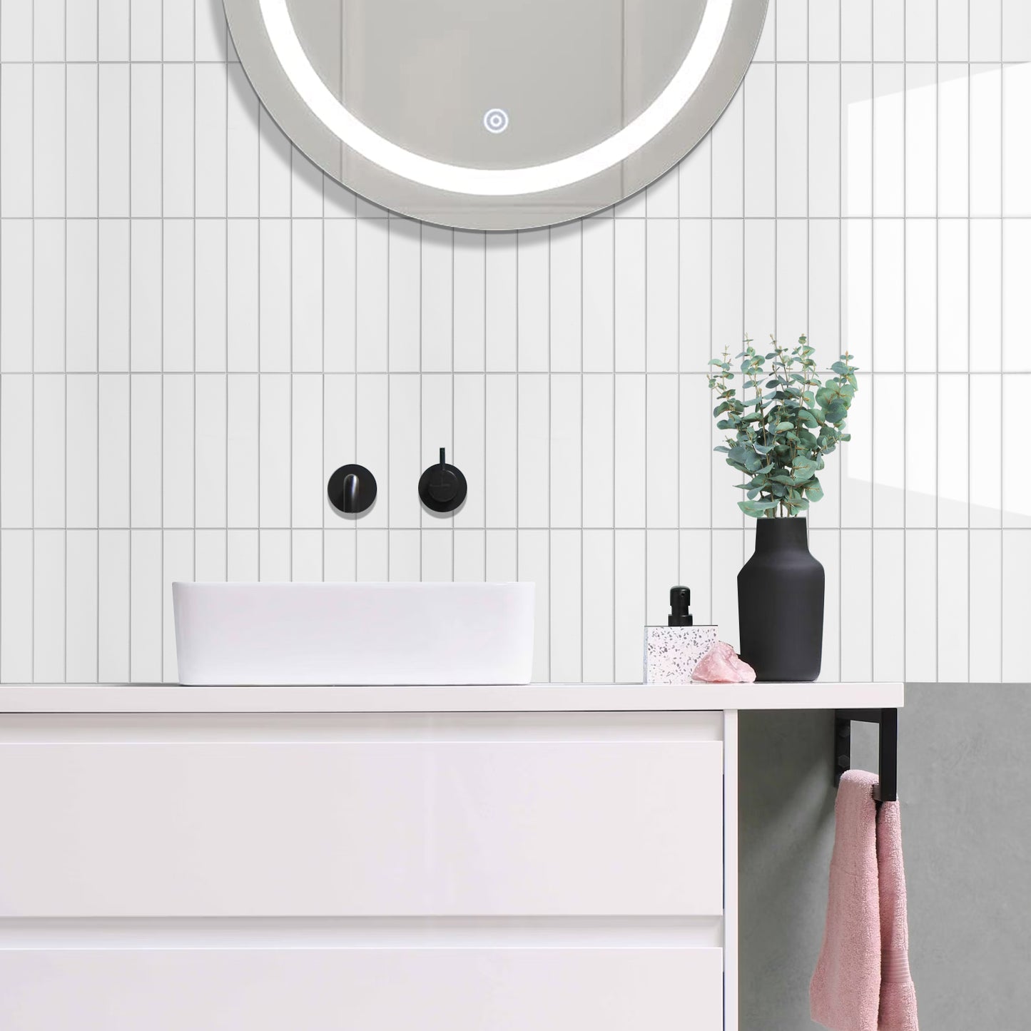 Kit Kat Stick on Composite Tile - Gloss White