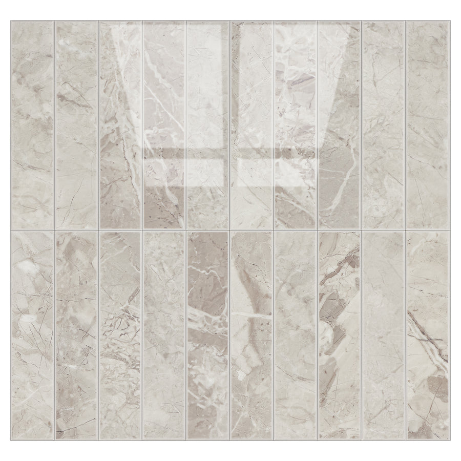 Kit Kat Stick on Composite Tile - Natural Marble