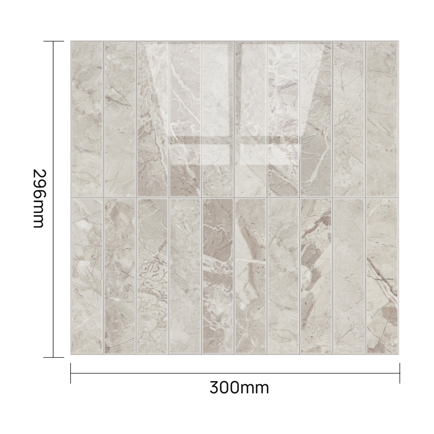 Kit Kat Stick on Composite Tile - Natural Marble