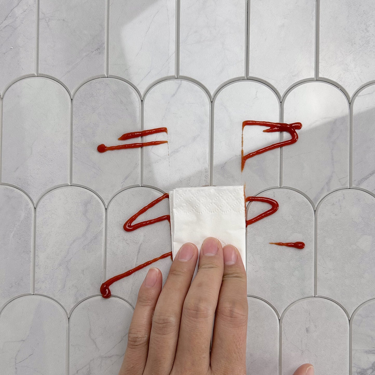 Feather Stick on Composite Tile - Gloss Marble