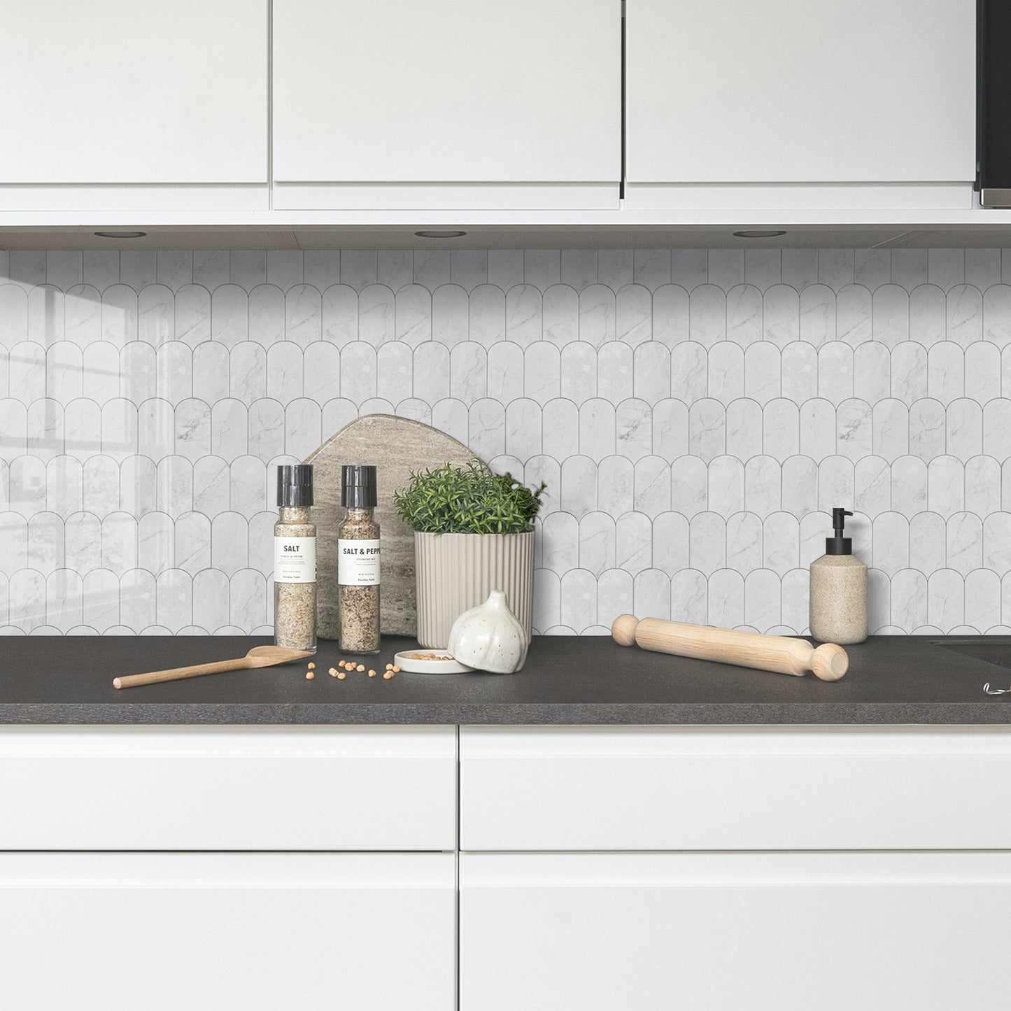 Feather Stick on Composite Tile - Gloss Marble