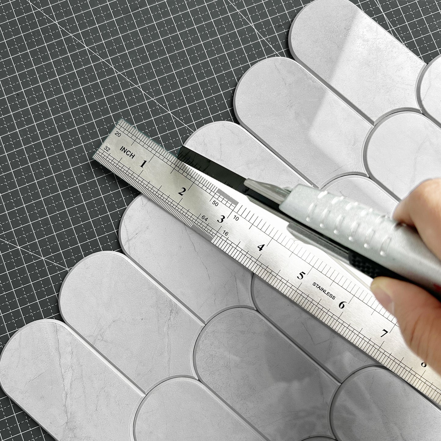 Feather Stick on Composite Tile - Gloss Marble