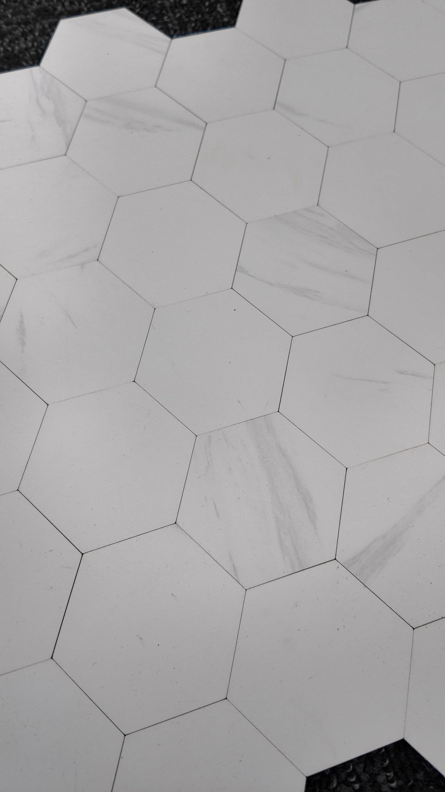 White Marble Hexagon Stick on Composite Tile
