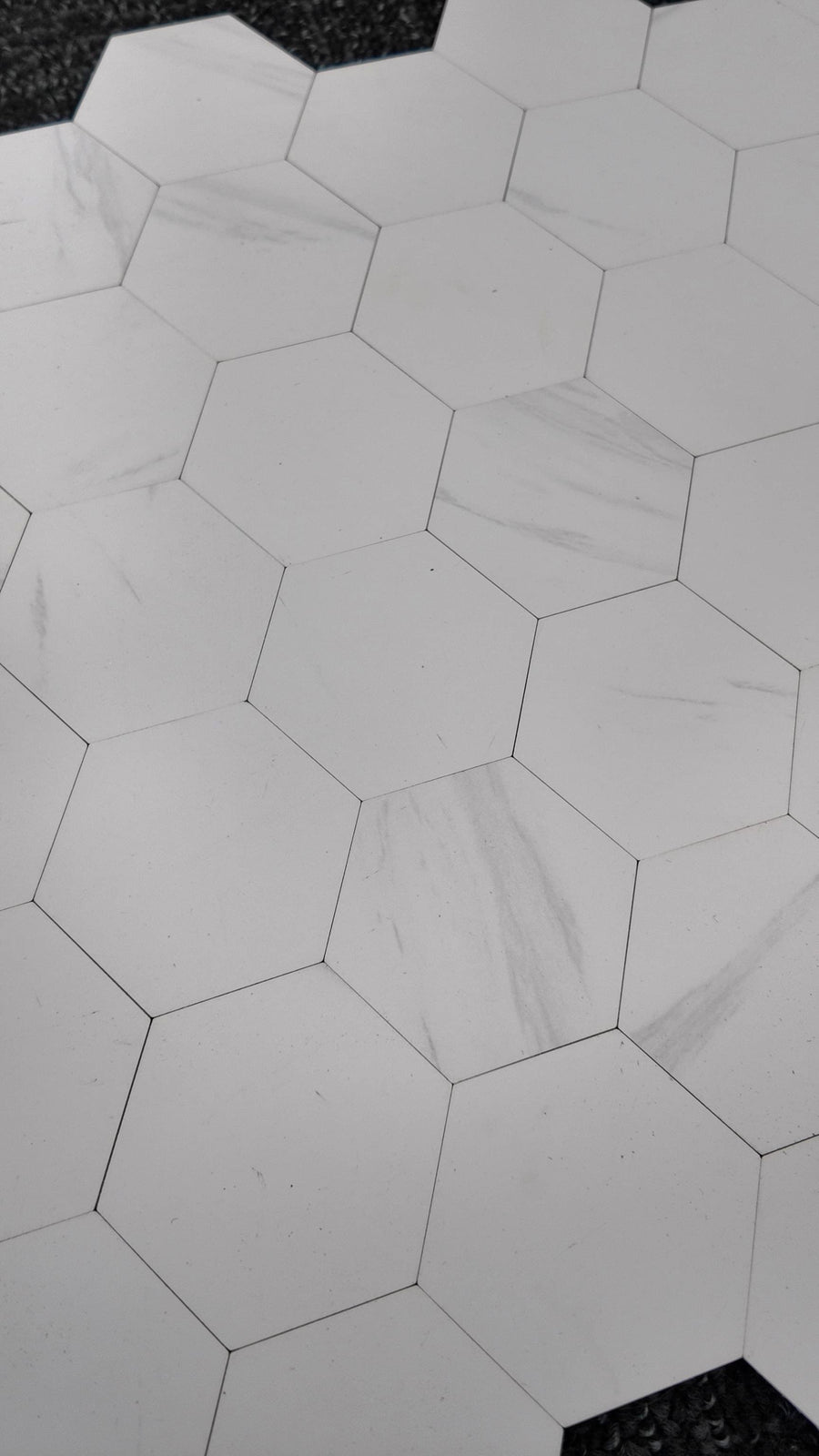 White Marble Hexagon Stick on Composite Tile
