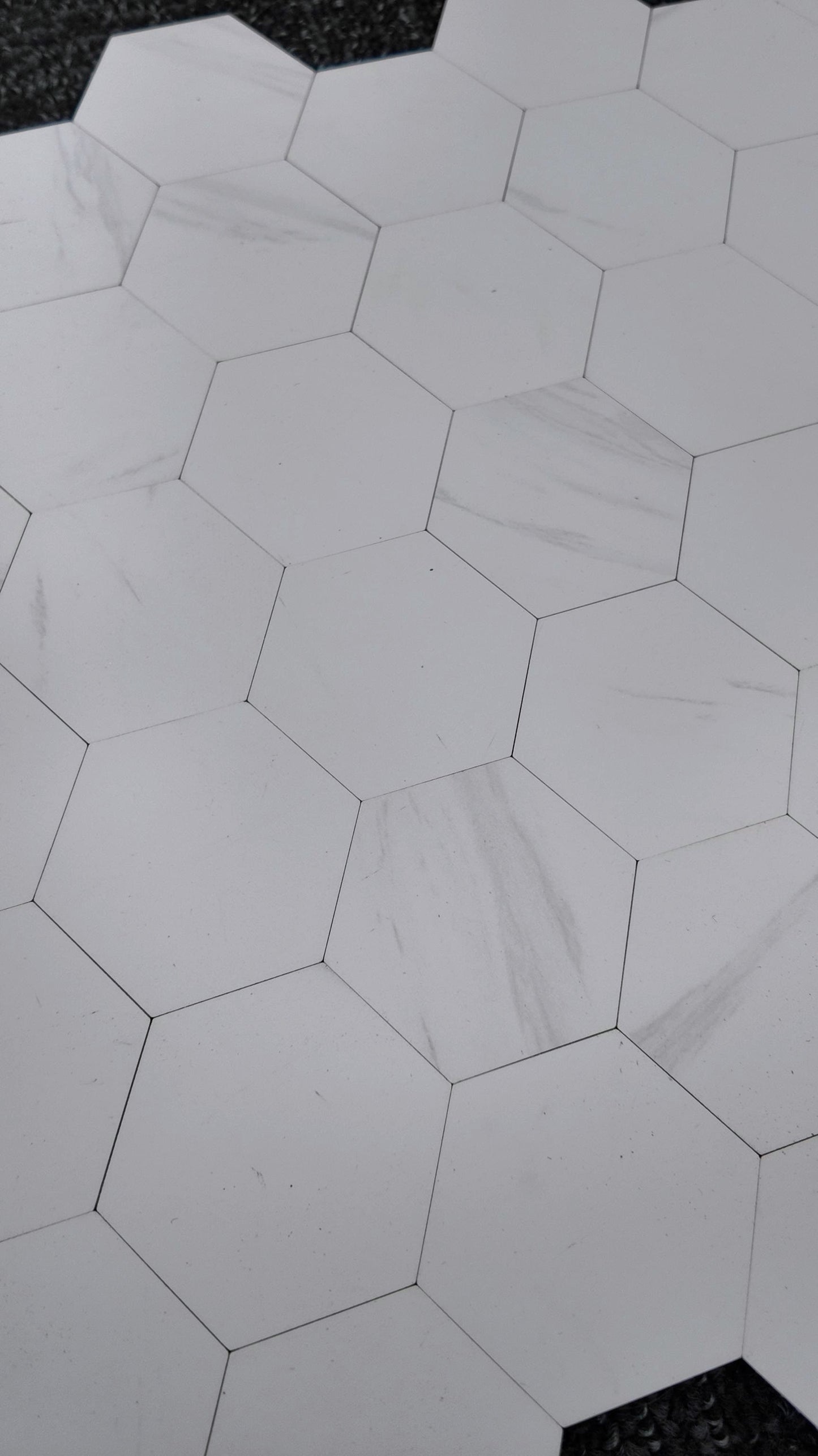 White Marble Hexagon Stick on Composite Tile