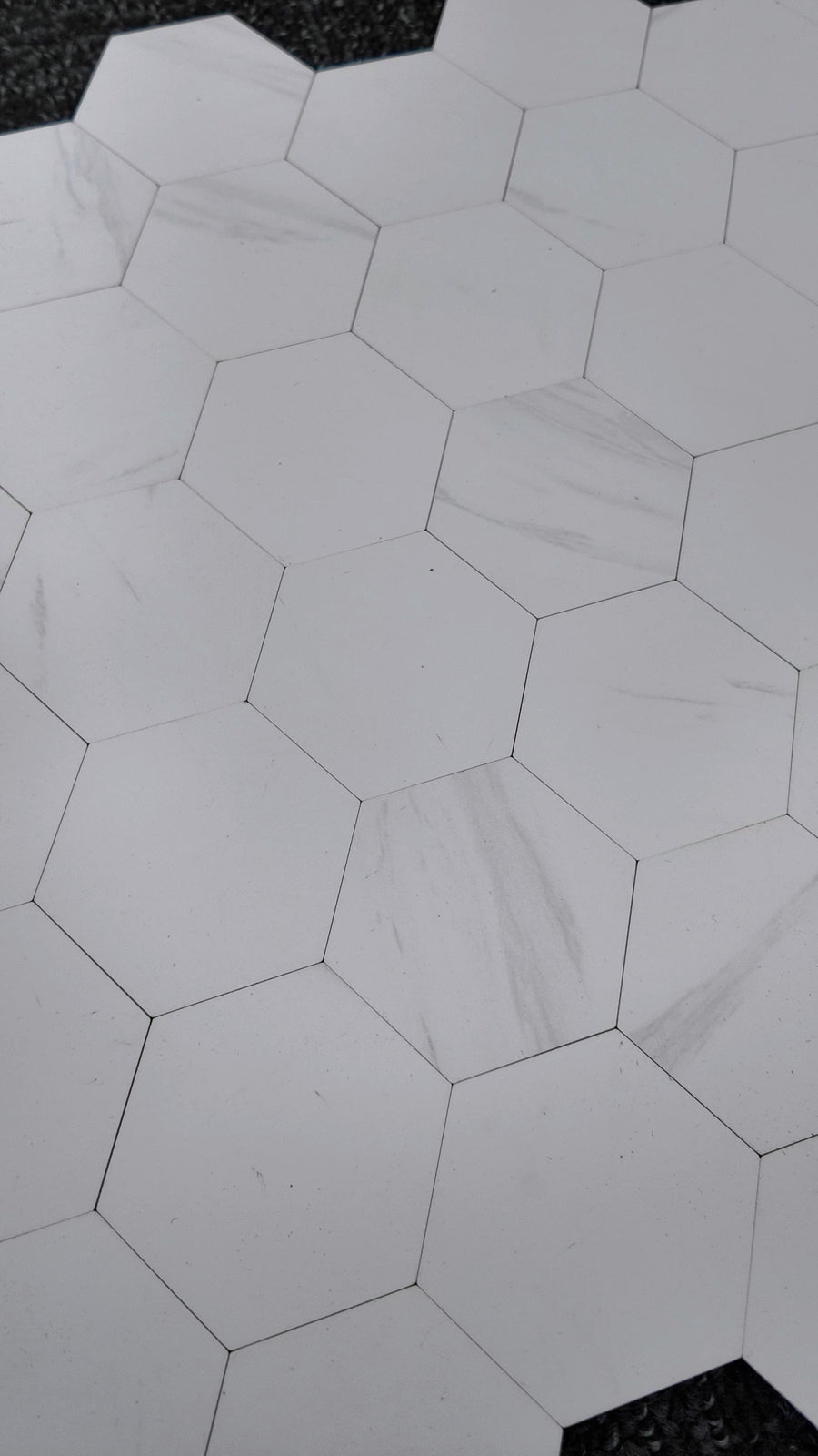 White Marble Hexagon Stick on Composite Tile