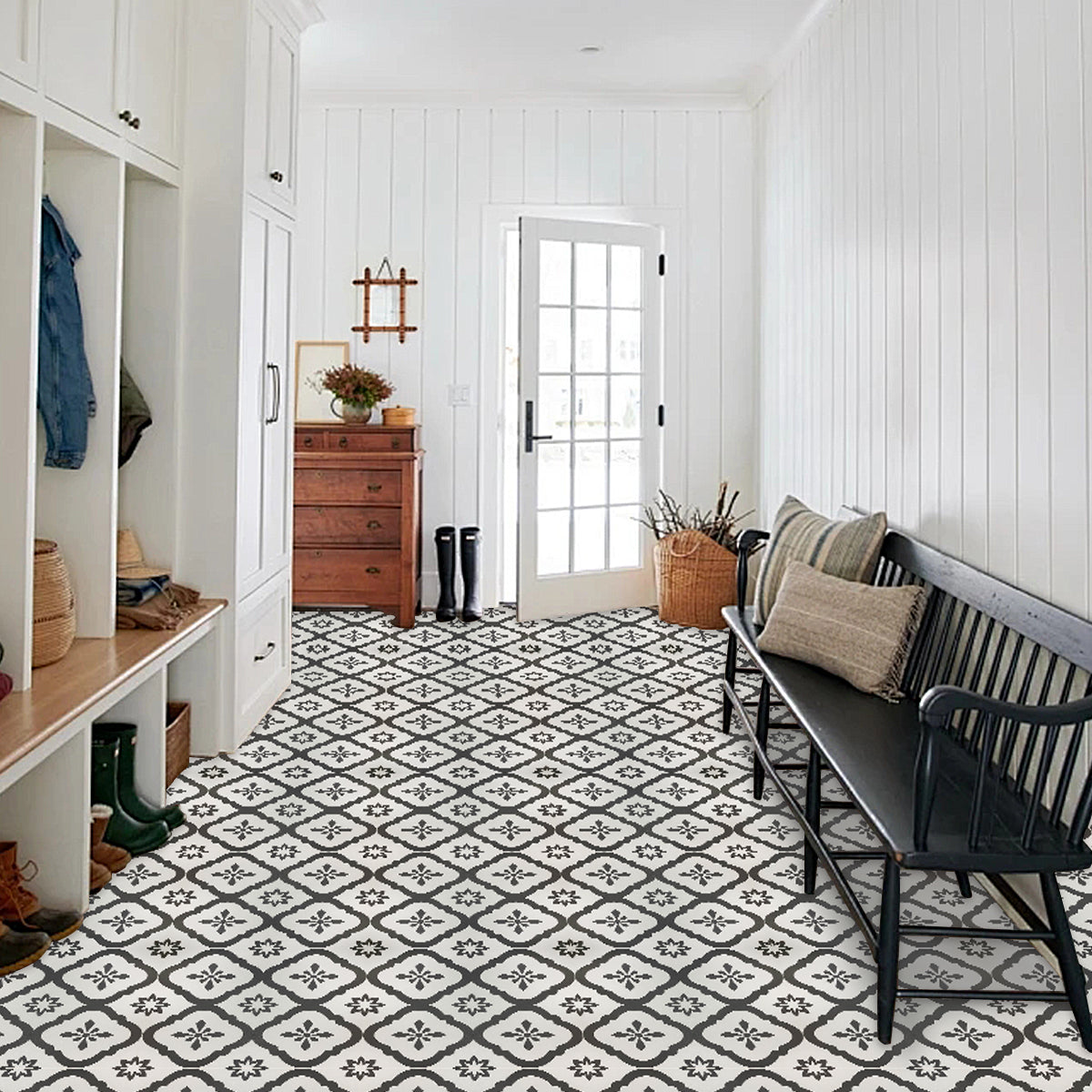 Vinyl Floor Stick on Tile - Flower Sea