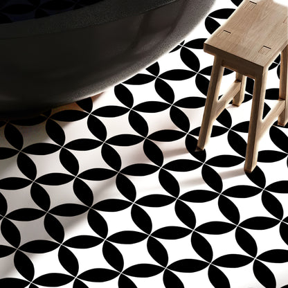 Vinyl Floor Stick on Tile - Black and White Star