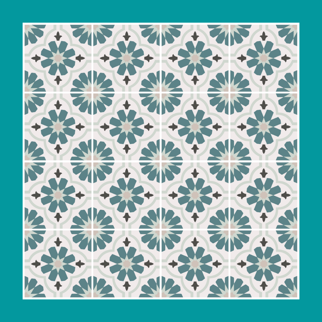 Vinyl Floor Stick on Tile - Green Flower