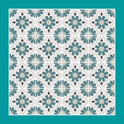 Vinyl Floor Stick on Tile - Green Flower