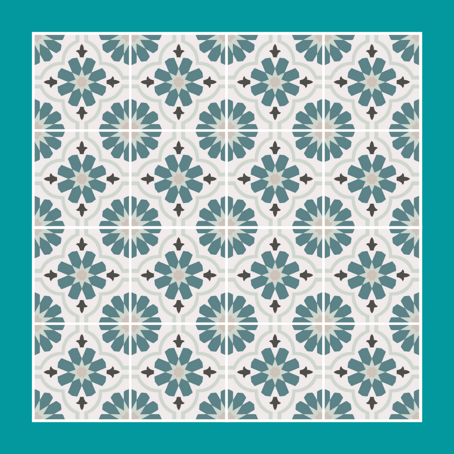 Vinyl Floor Stick on Tile - Green Flower