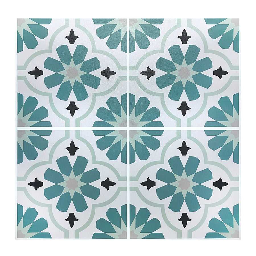 Vinyl Floor Stick on Tile - Green Flower
