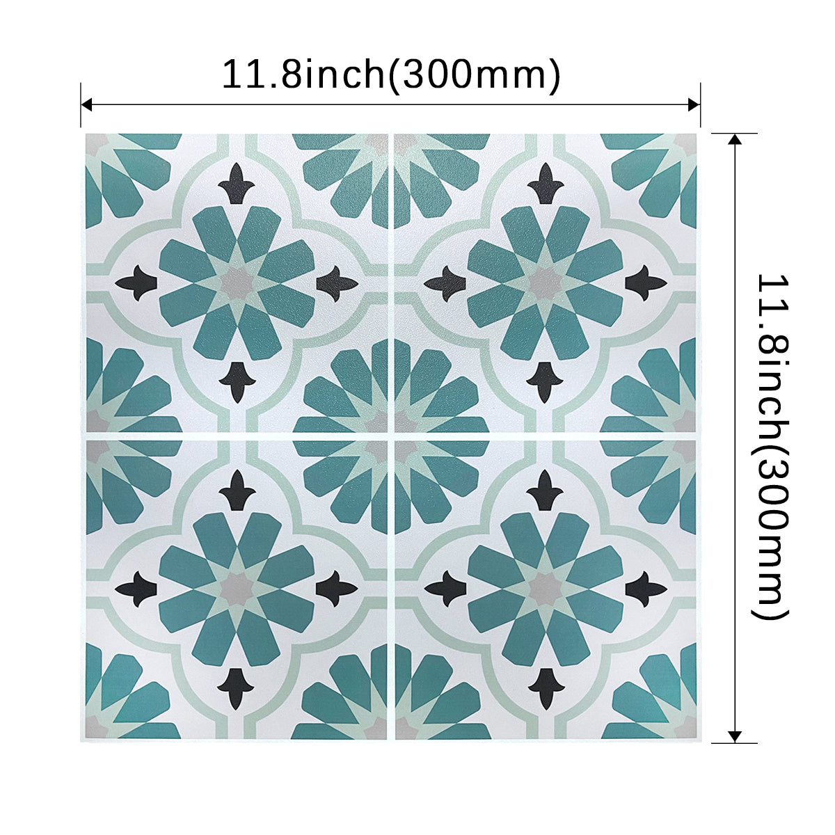 Vinyl Floor Stick on Tile - Green Flower