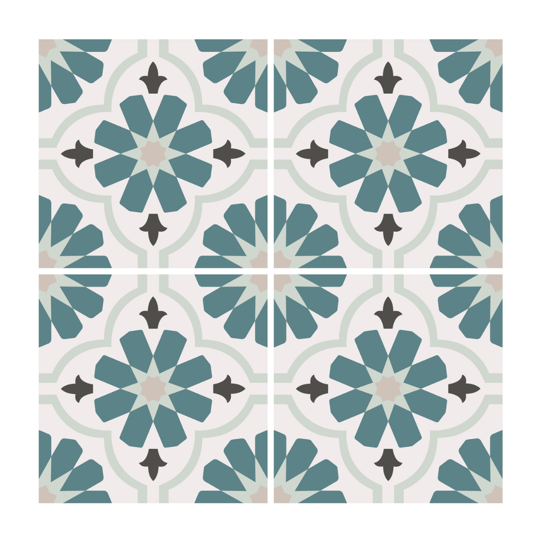 Vinyl Floor Stick on Tile - Green Flower