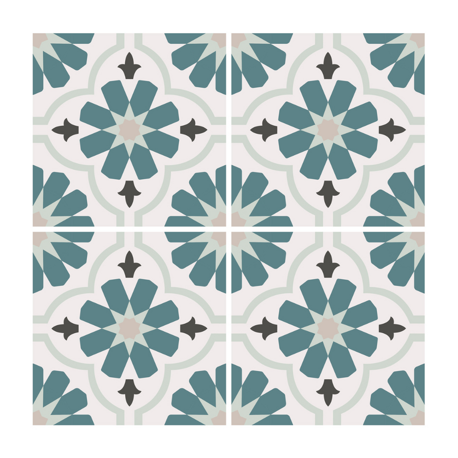 Vinyl Floor Stick on Tile - Green Flower