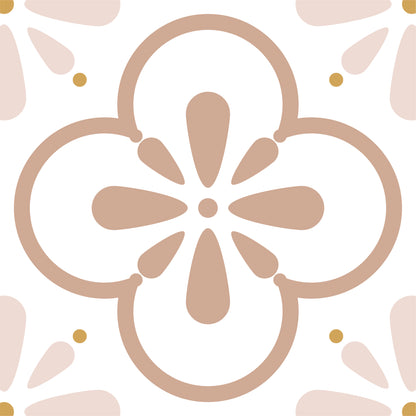 Vinyl Floor Stick on Tile - Pink Flower