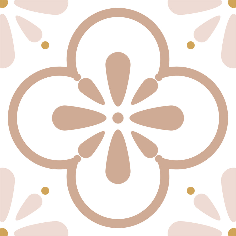 Vinyl Floor Stick on Tile - Pink Flower