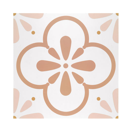 Vinyl Floor Stick on Tile - Pink Flower