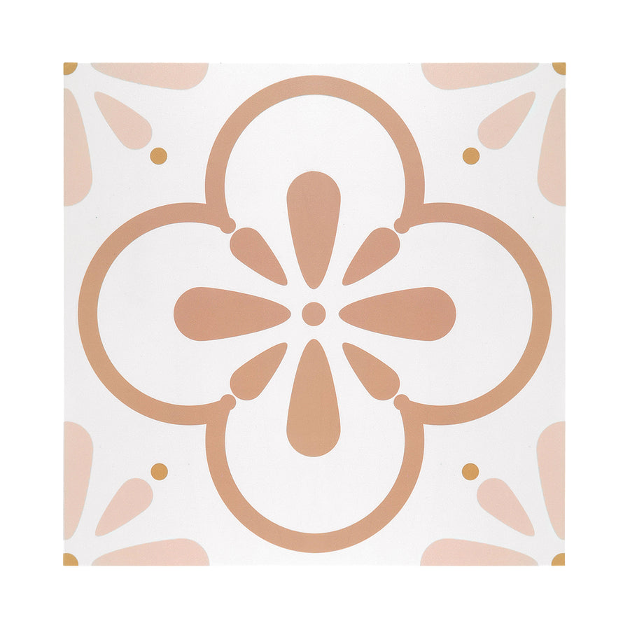 Vinyl Floor Stick on Tile - Pink Flower