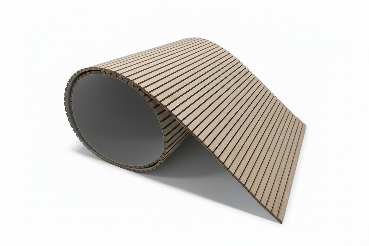 Timber roll with a sbatton design on a white surface