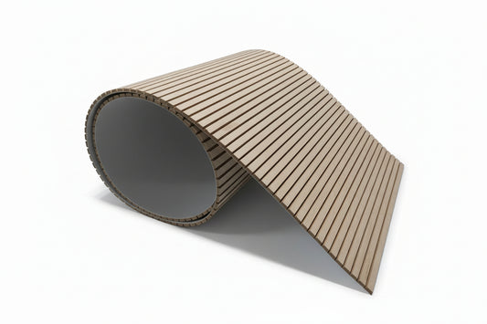 Timber roll with a sbatton design on a white surface