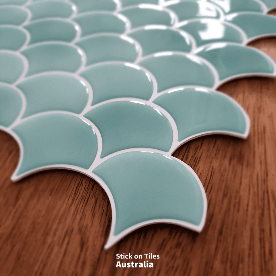 Fish Scale Stick on Tile - Turquoise