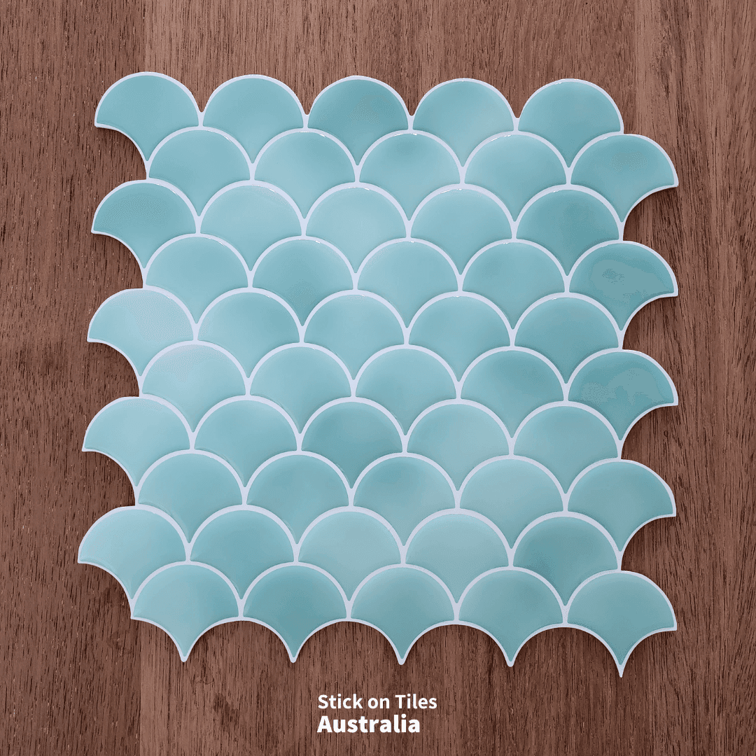 Fish Scale Stick on Tile - Turquoise - Stick on Tiles AustraliaStick on Tiles Australia