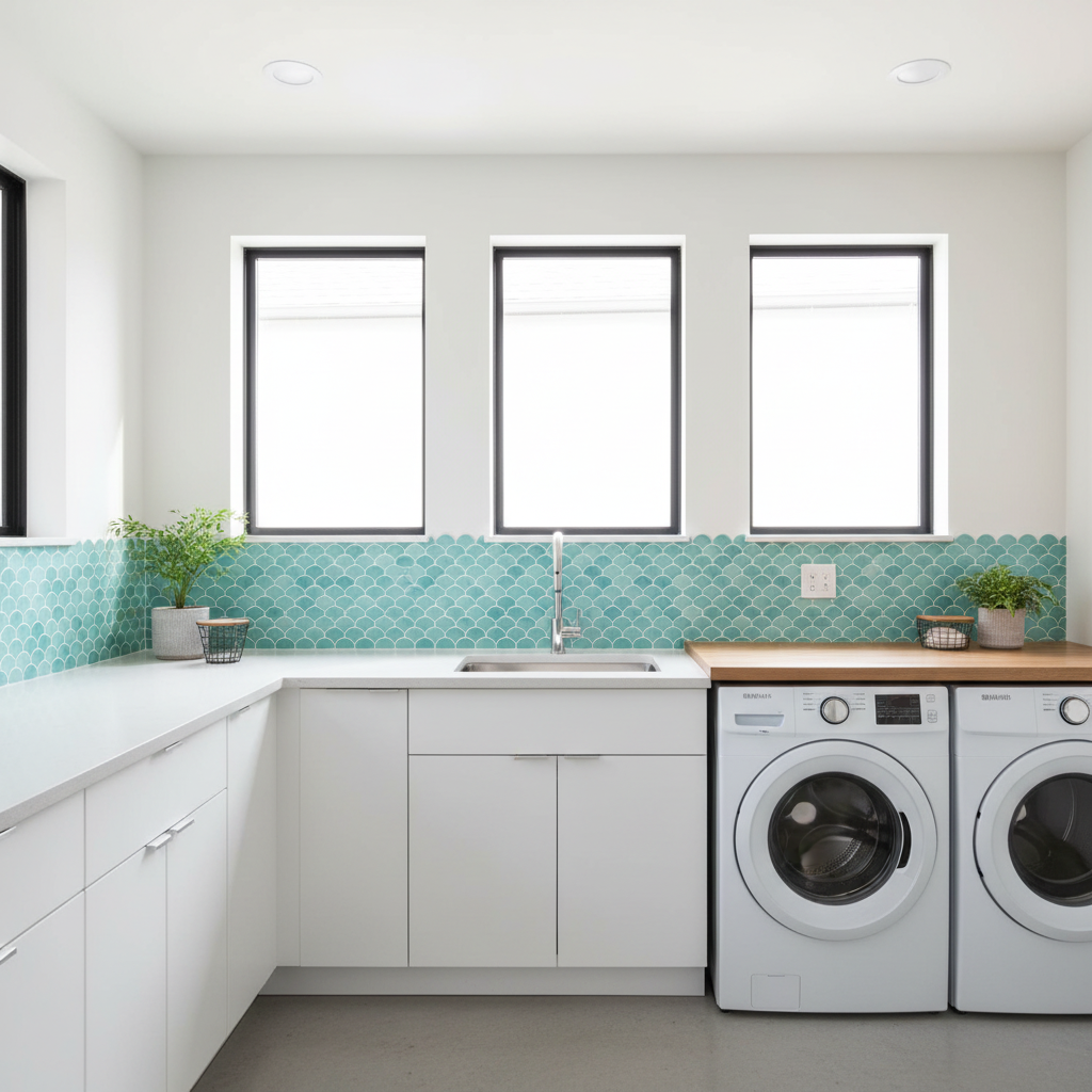 Fish Scale Stick on Tile - Turquoise