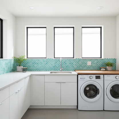 Fish Scale Stick on Tile - Turquoise