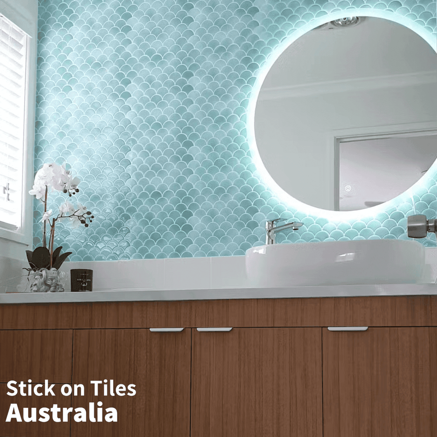 Fish Scale Stick on Tile - Turquoise
