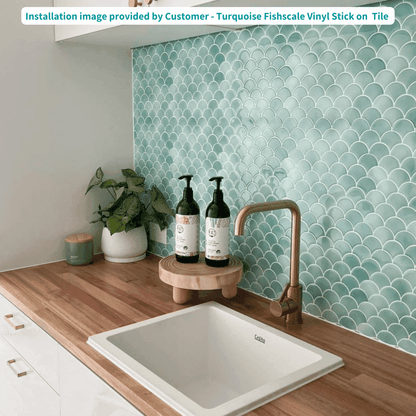 Fish Scale Stick on Tile - Turquoise - Stick on Tiles AustraliaStick on Tiles Australia