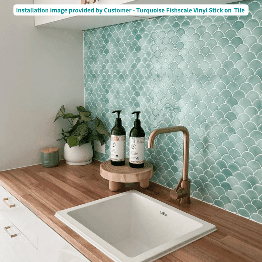 Fish Scale Stick on Tile - Turquoise