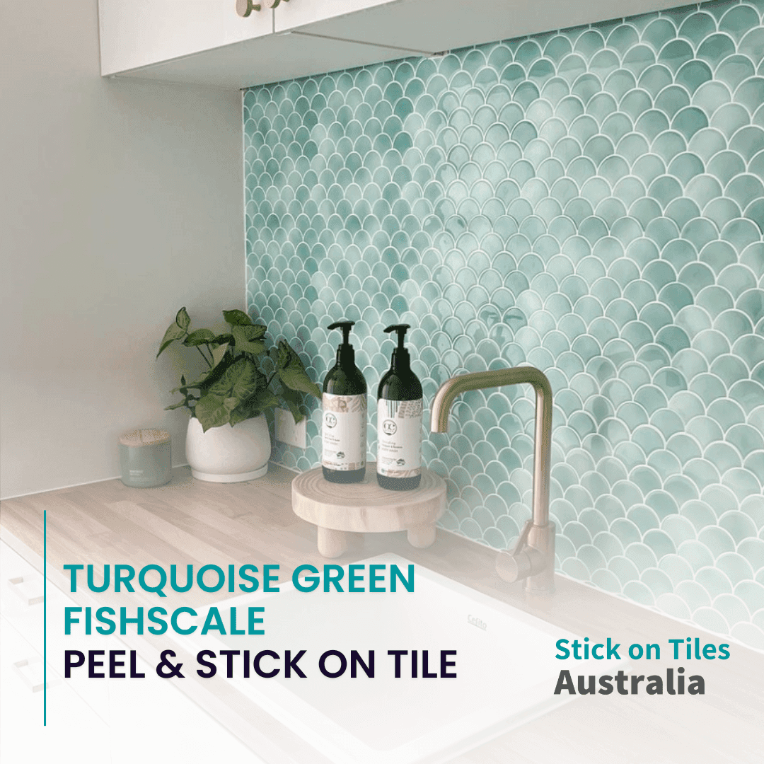 Fish Scale Stick on Tile - Turquoise - Stick on Tiles AustraliaStick on Tiles Australia
