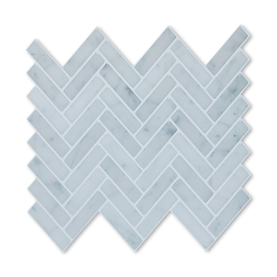 Herringbone Stick on Tile - Light Grey Marble
