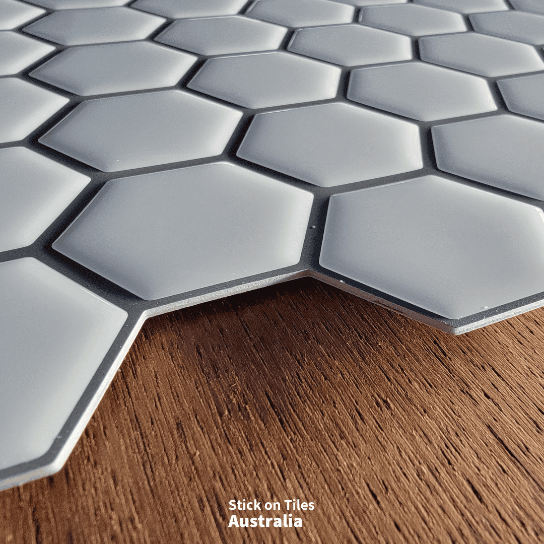 Hexagon Stick on Tile - White - Stick on Tiles AustraliaStick on Tiles Australia