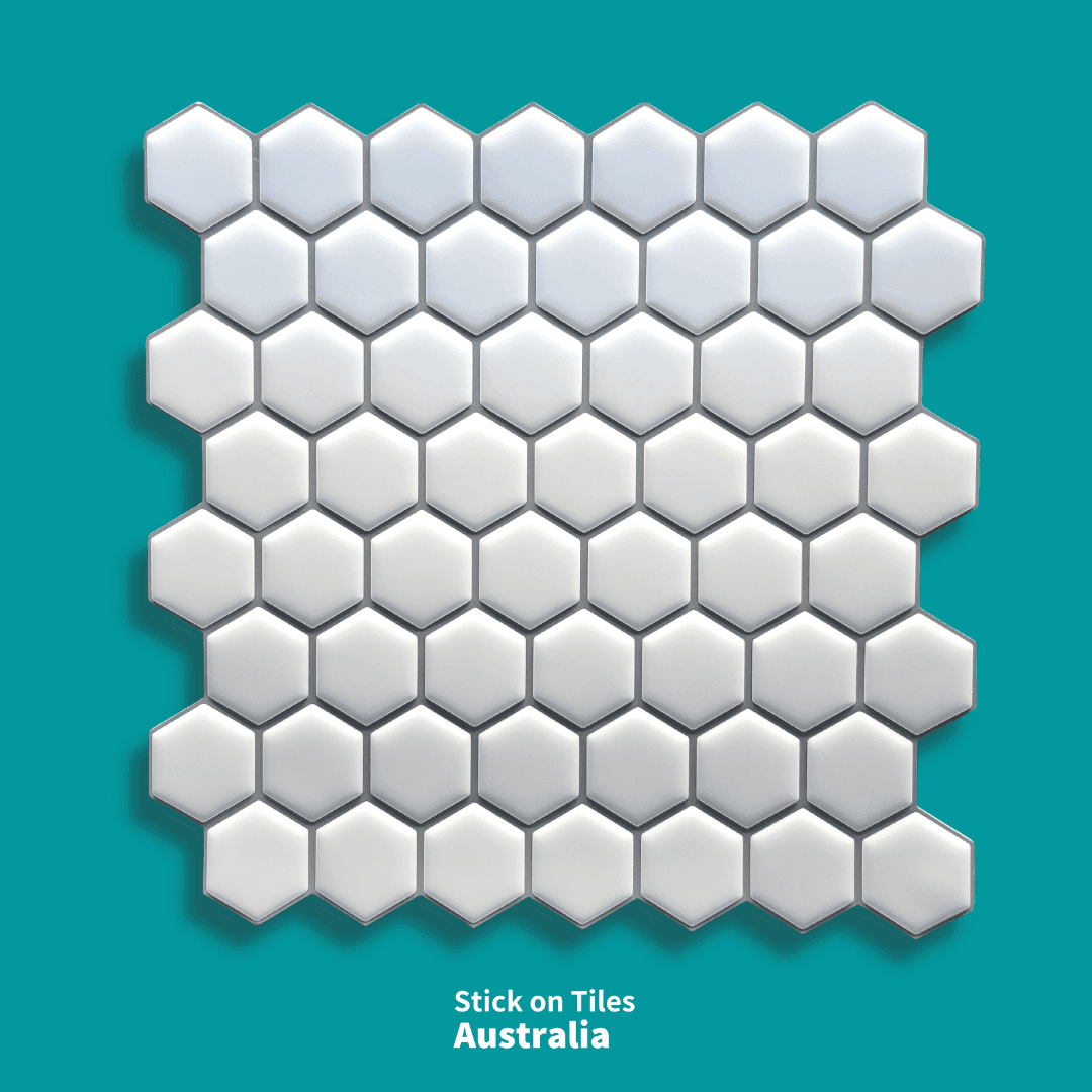 Hexagon Stick on Tile - White - Stick on Tiles AustraliaStick on Tiles Australia