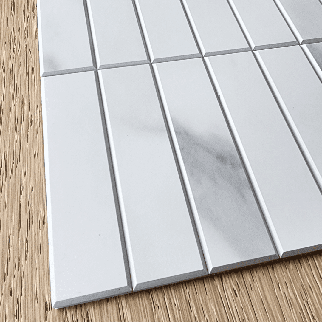 Kit Kat Stick on Composite Tile - Carrara Marble - Stick on Tiles AustraliaStick on Tiles Australia