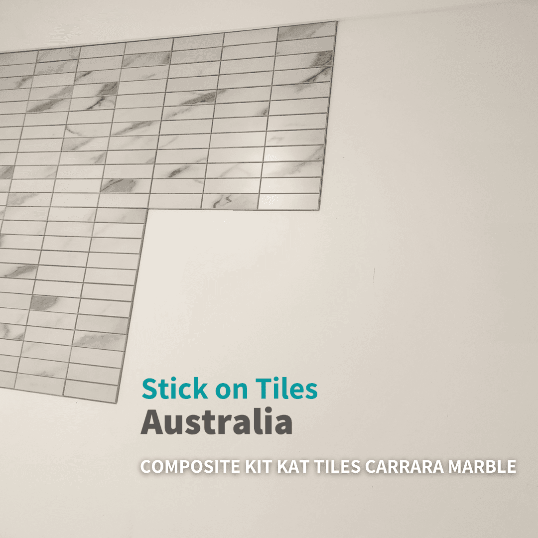 Kit Kat Stick on Composite Tile - Carrara Marble - Stick on Tiles AustraliaStick on Tiles Australia