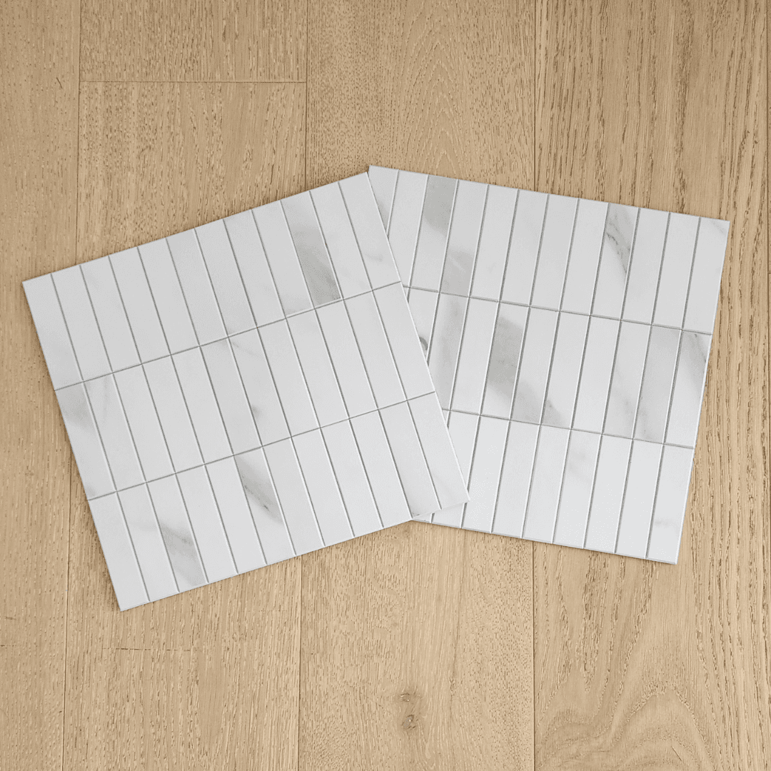 Kit Kat Stick on Composite Tile - Carrara Marble - Stick on Tiles AustraliaStick on Tiles Australia