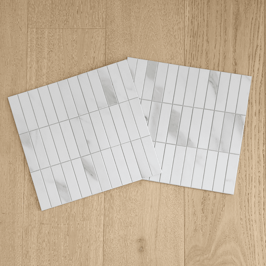 Kit Kat Stick on Composite Tile - Carrara Marble - Stick on Tiles AustraliaStick on Tiles Australia