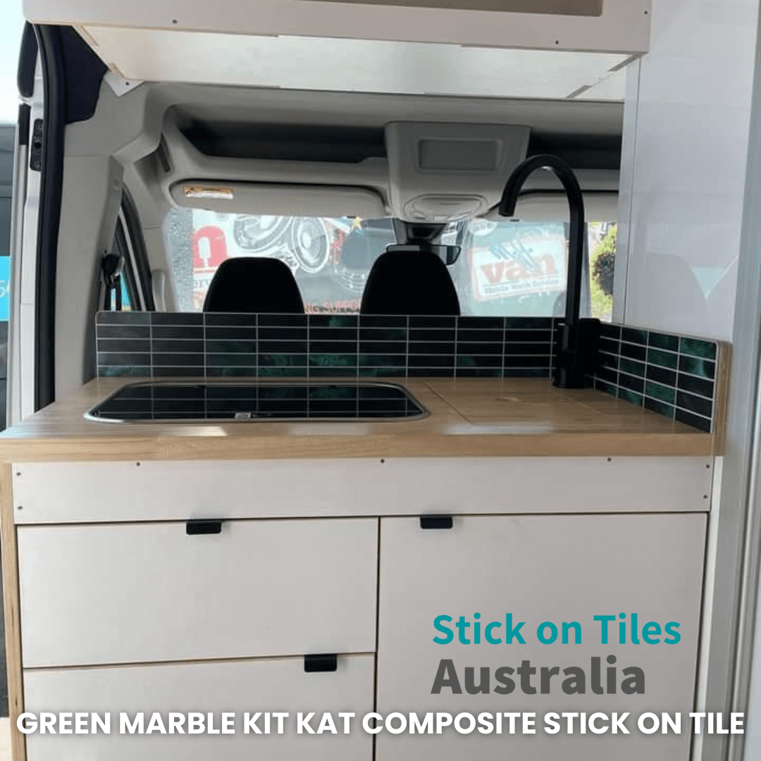 Kit Kat Stick on Composite Tile - Green Marble - Stick on Tiles AustraliaStick on Tiles Australia