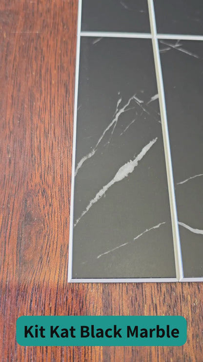 Kit Kat Stick on Composite Tile - Matte Black Marble