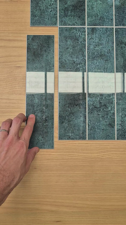 Long Subway Stick on Composite Tile - Turquoise green