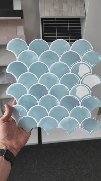 Fish Scale Stick on Tile - Turquoise