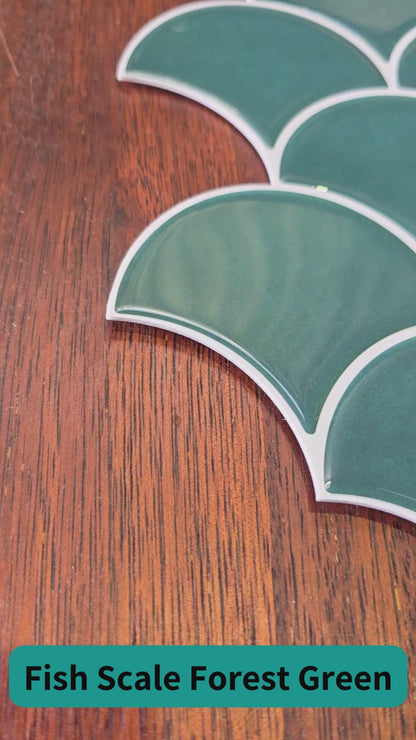 Fish Scale Stick on Tile - Forest Green