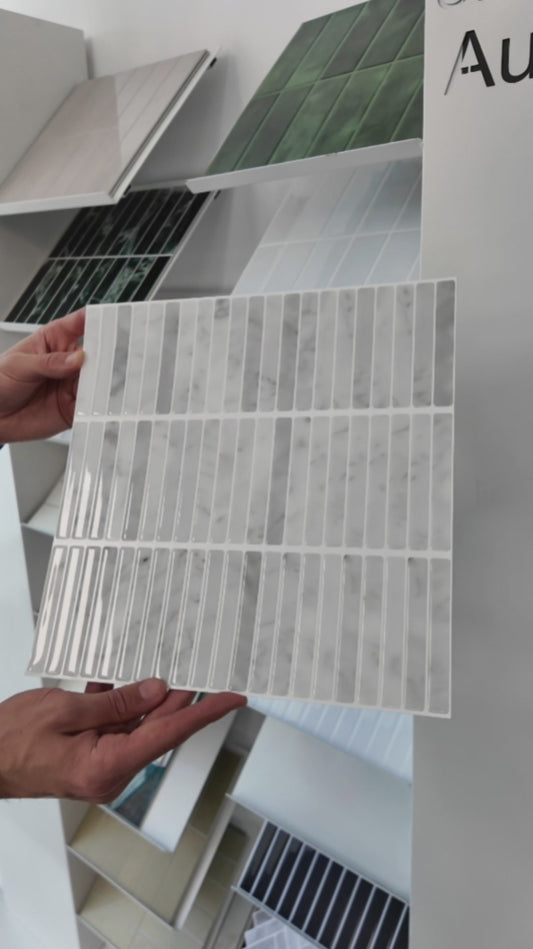 Kit Kat Stick on Tile - Light Grey Marble